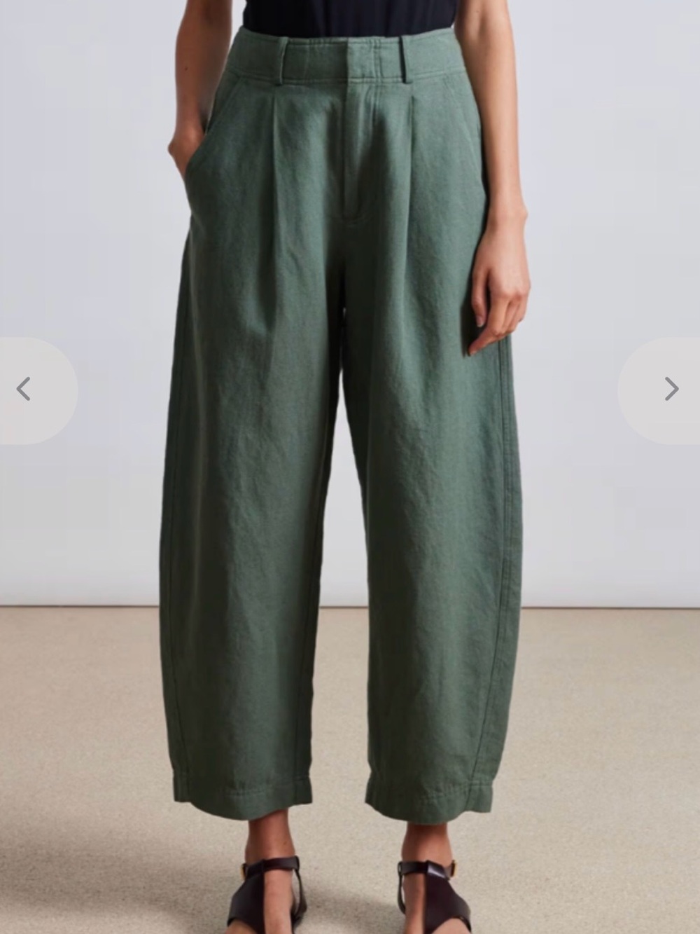 Apiece Apart Olive Green Cropped Elastic-Cuff Pants